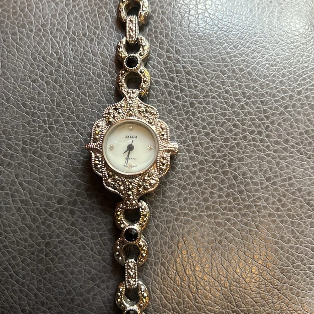Jalga Marcasite's Dark Tone Quartz Analog Ladies Watch Sz. 7 1/4"